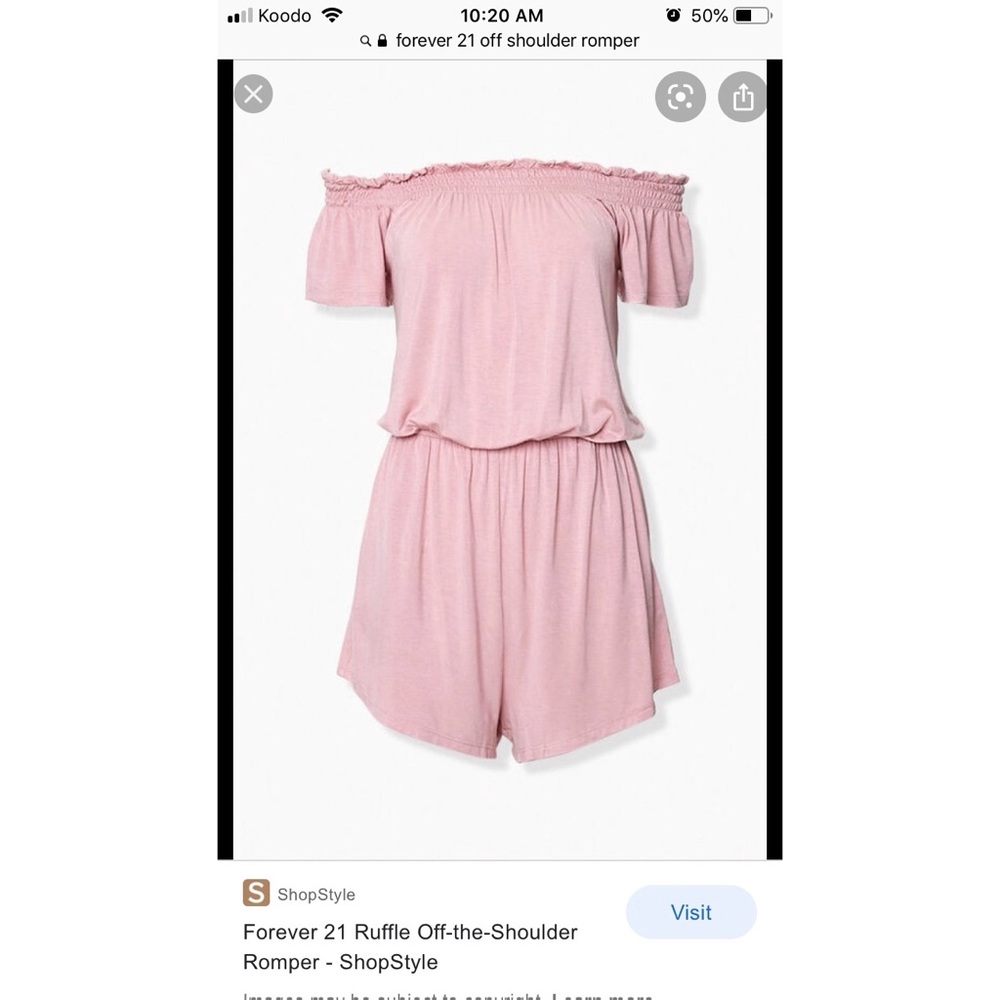 Pink Forever 21 Off the Shoulder Romper